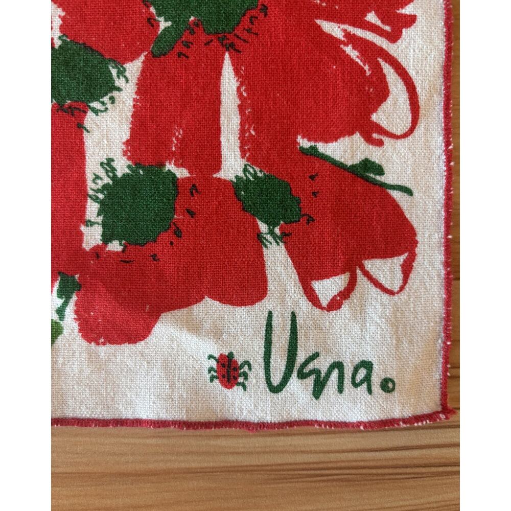Vintage 1960s Vera Neumann Signed Linen Dish Towels Poppies - Picture 4 of 5